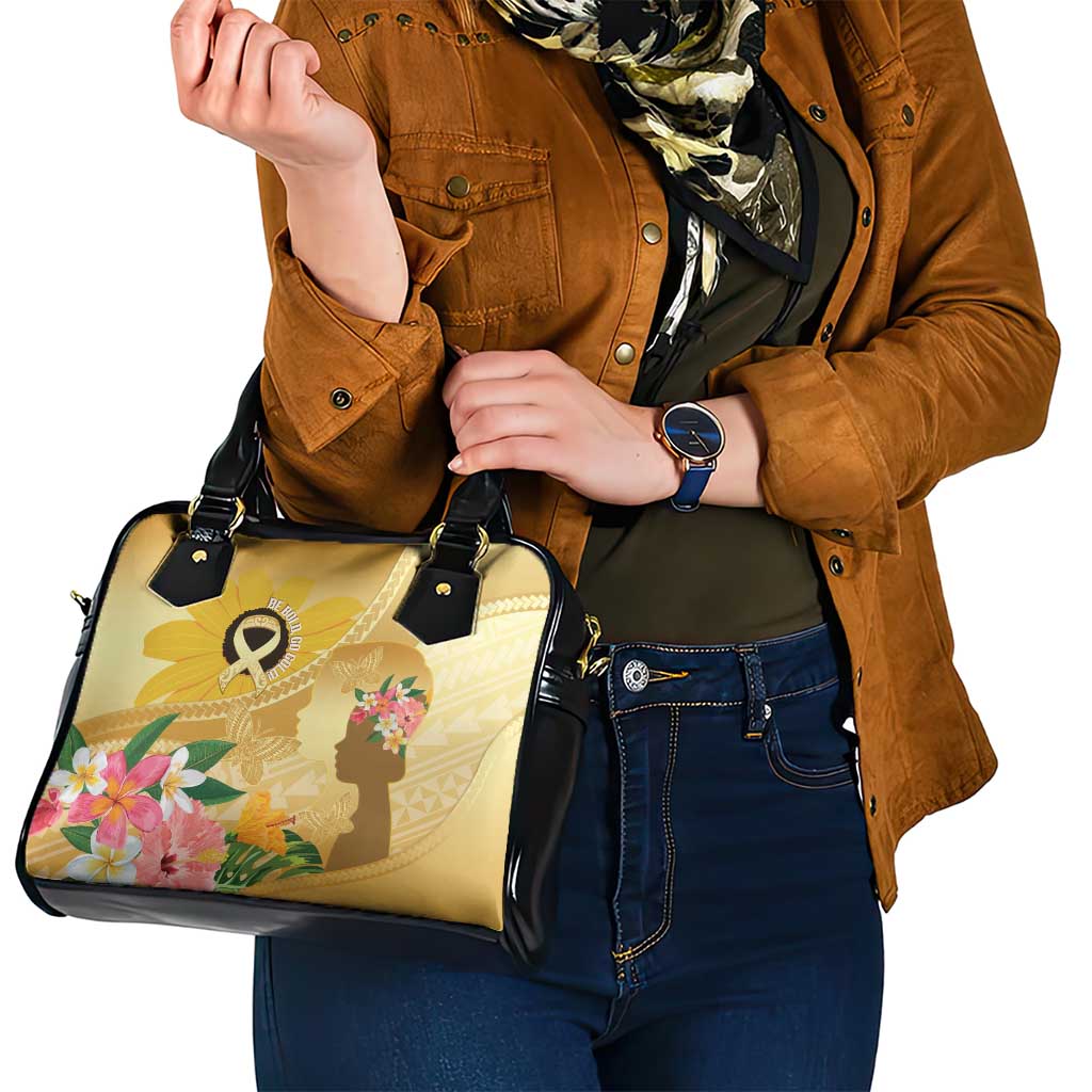 Polynesia Childhood Cancer Awareness Shoulder Handbag Be Bold Go Gold Polynesian Art LT14 - Polynesian Pride