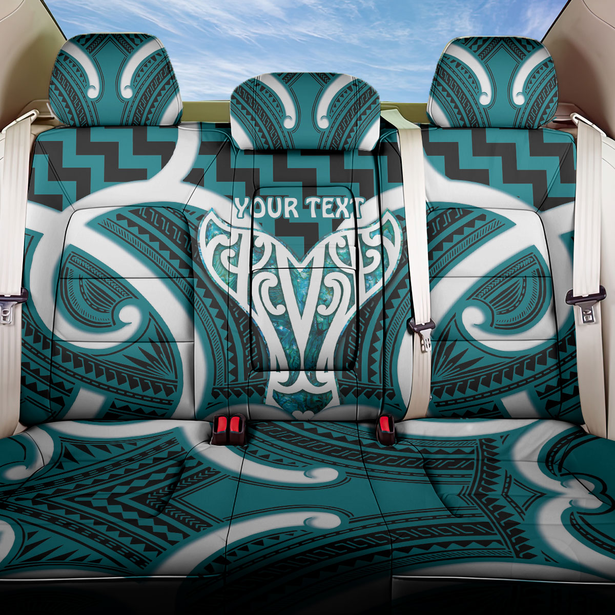 Aotearoa Atua Tangaroa Personalised Back Car Seat Cover God Of The Sea Maori Whale Tail Cyan LT14 One Size Cyan - Polynesian Pride