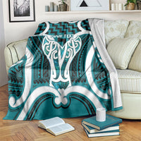 Aotearoa Atua Tangaroa Personalised Blanket God Of The Sea Maori Whale Tail Cyan LT14 Cyan - Polynesian Pride