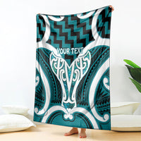 Aotearoa Atua Tangaroa Personalised Blanket God Of The Sea Maori Whale Tail Cyan LT14 - Polynesian Pride