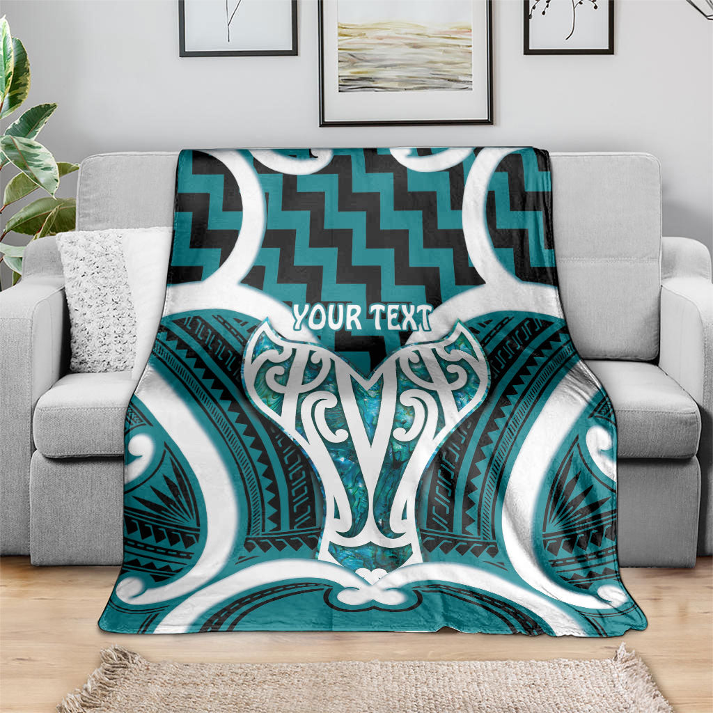 Aotearoa Atua Tangaroa Personalised Blanket God Of The Sea Maori Whale Tail Cyan LT14 - Polynesian Pride