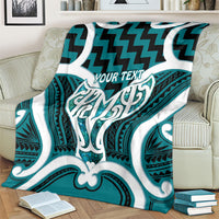 Aotearoa Atua Tangaroa Personalised Blanket God Of The Sea Maori Whale Tail Cyan LT14 - Polynesian Pride