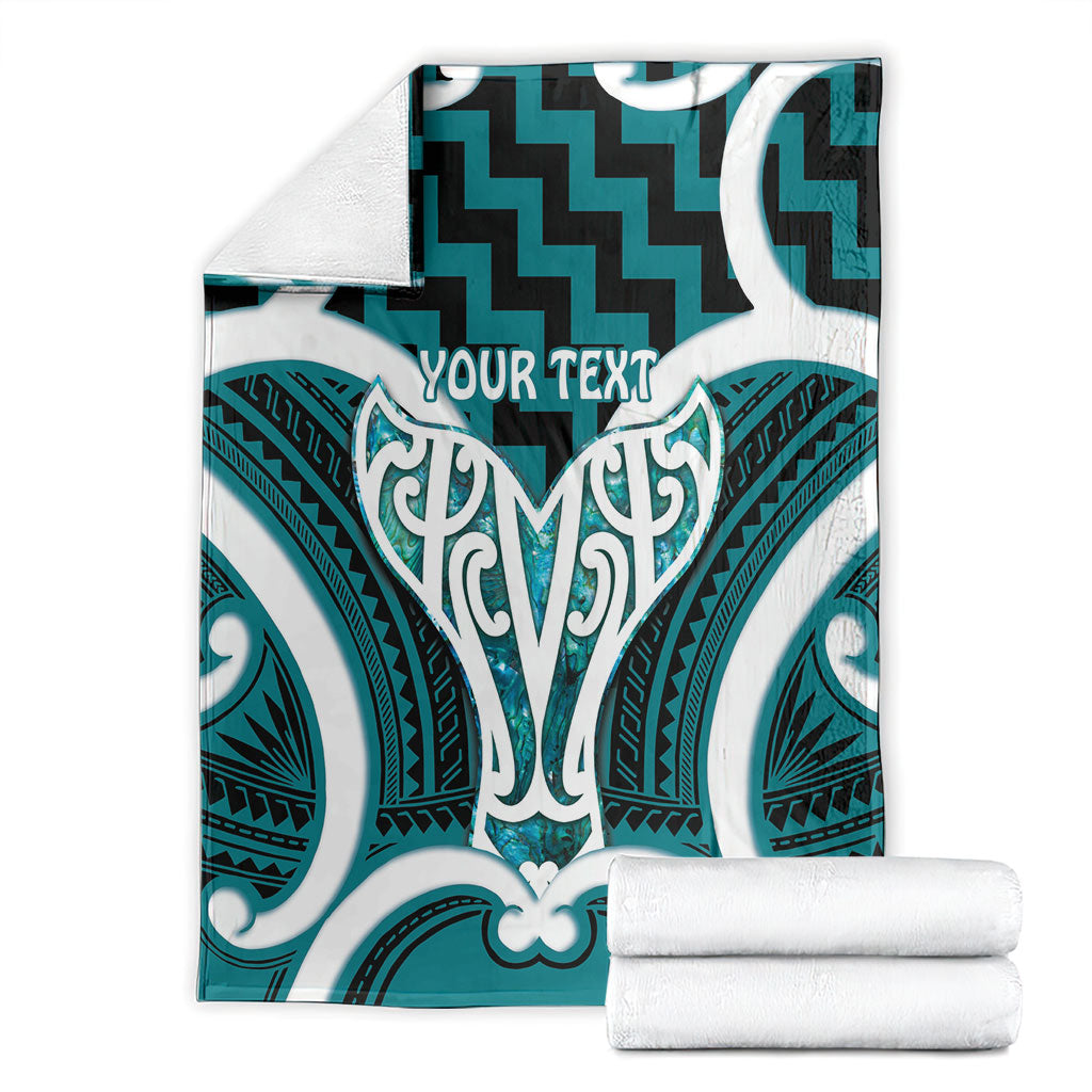 Aotearoa Atua Tangaroa Personalised Blanket God Of The Sea Maori Whale Tail Cyan LT14 - Polynesian Pride