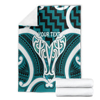 Aotearoa Atua Tangaroa Personalised Blanket God Of The Sea Maori Whale Tail Cyan LT14 - Polynesian Pride