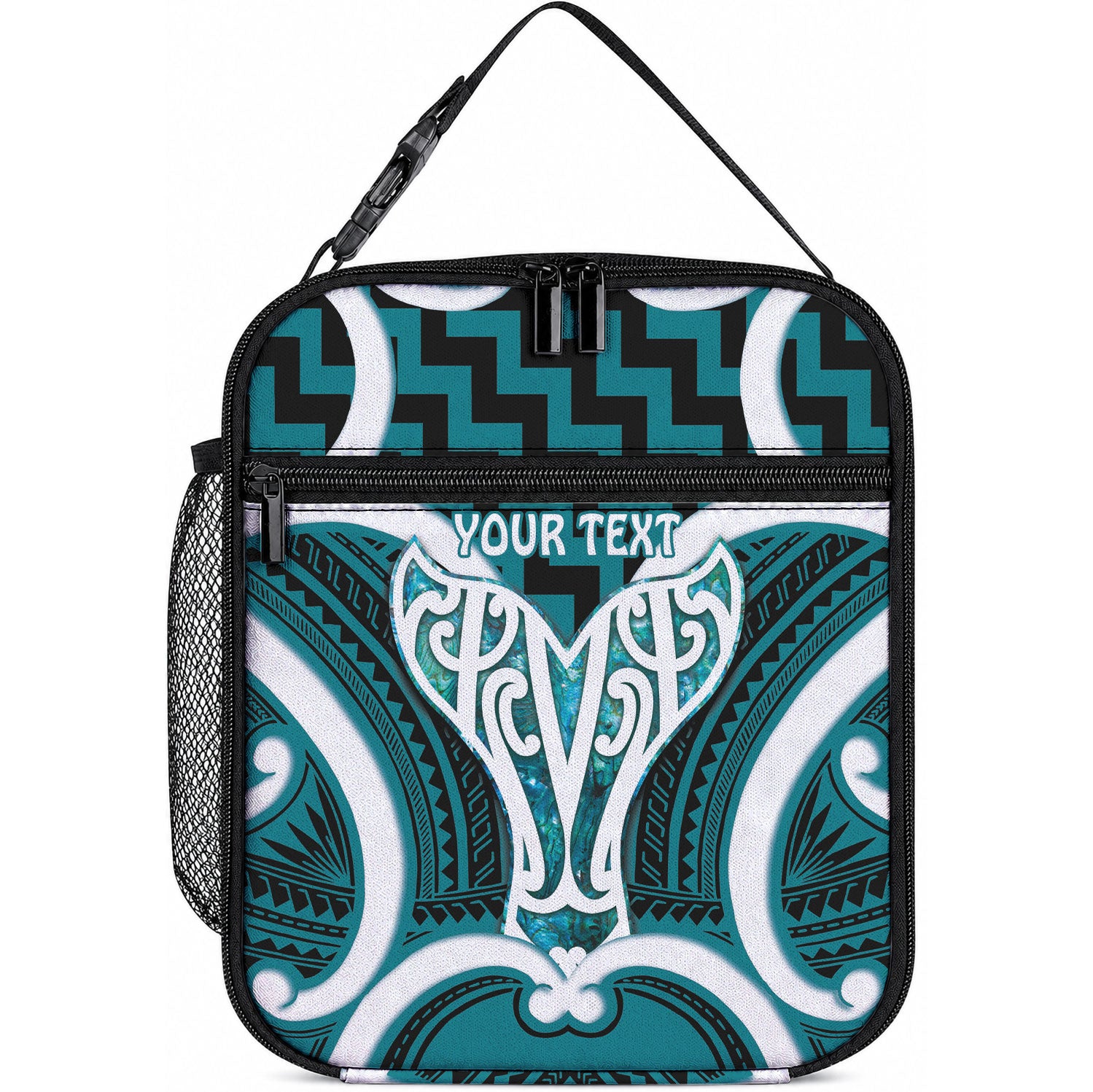Aotearoa Atua Tangaroa Personalised Lunch Bag God Of The Sea Maori Whale Tail Cyan LT14 10.2 × 8.3 × 4.3 inch Cyan - Polynesian Pride