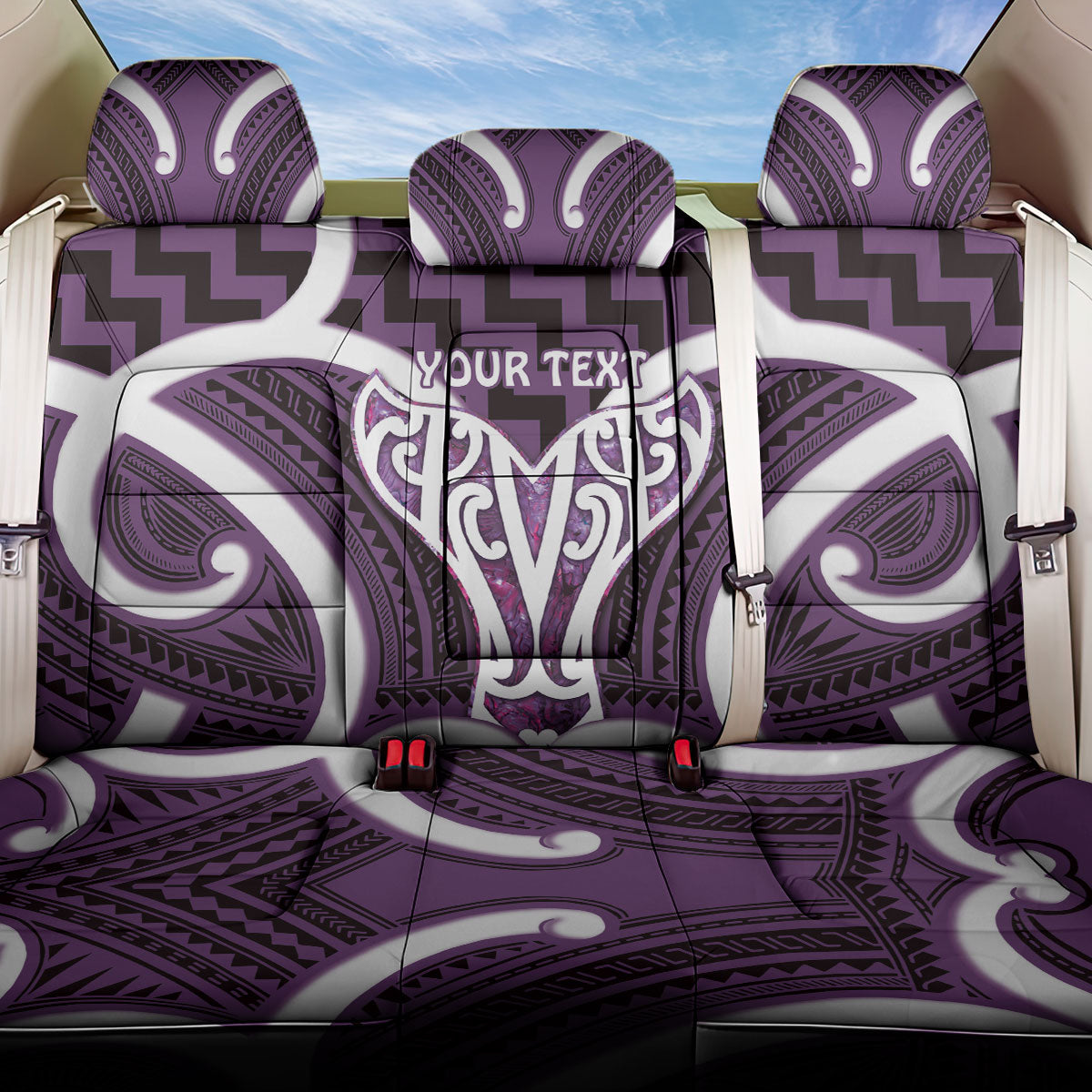 Aotearoa Atua Tangaroa Personalised Back Car Seat Cover God Of The Sea Maori Whale Tail Purple LT14 One Size Purple - Polynesian Pride