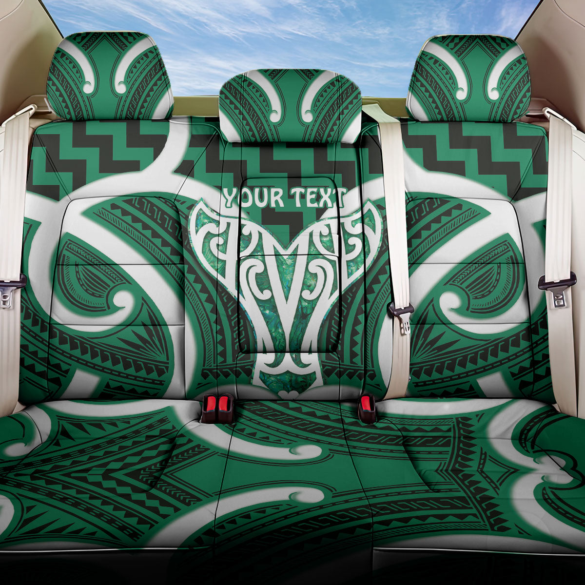 Aotearoa Atua Tangaroa Personalised Back Car Seat Cover God Of The Sea Maori Whale Tail Green LT14 One Size Green - Polynesian Pride