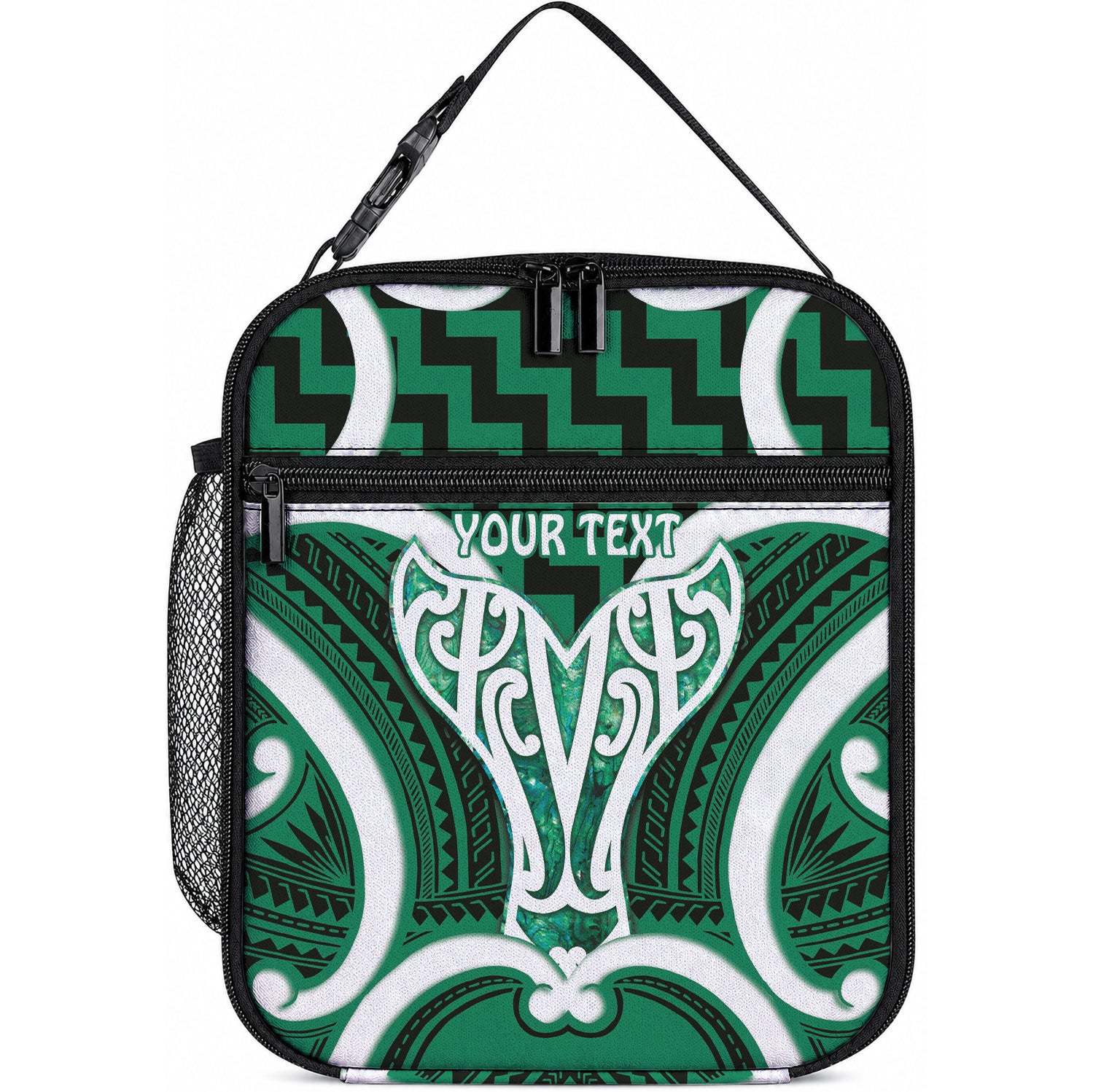 Aotearoa Atua Tangaroa Personalised Lunch Bag God Of The Sea Maori Whale Tail Green LT14 10.2 × 8.3 × 4.3 inch Green - Polynesian Pride
