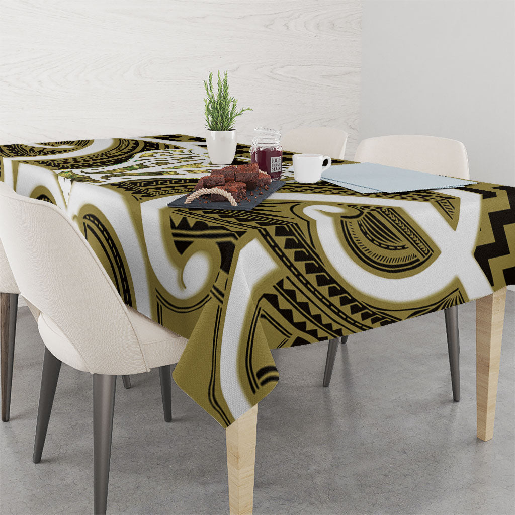 Aotearoa Atua Tangaroa Personalised Tablecloth God Of The Sea Maori Whale Tail Yellow LT14 - Polynesian Pride