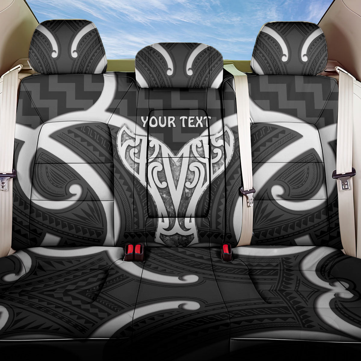 Aotearoa Atua Tangaroa Personalised Back Car Seat Cover God Of The Sea Maori Whale Tail Black LT14 One Size Black - Polynesian Pride