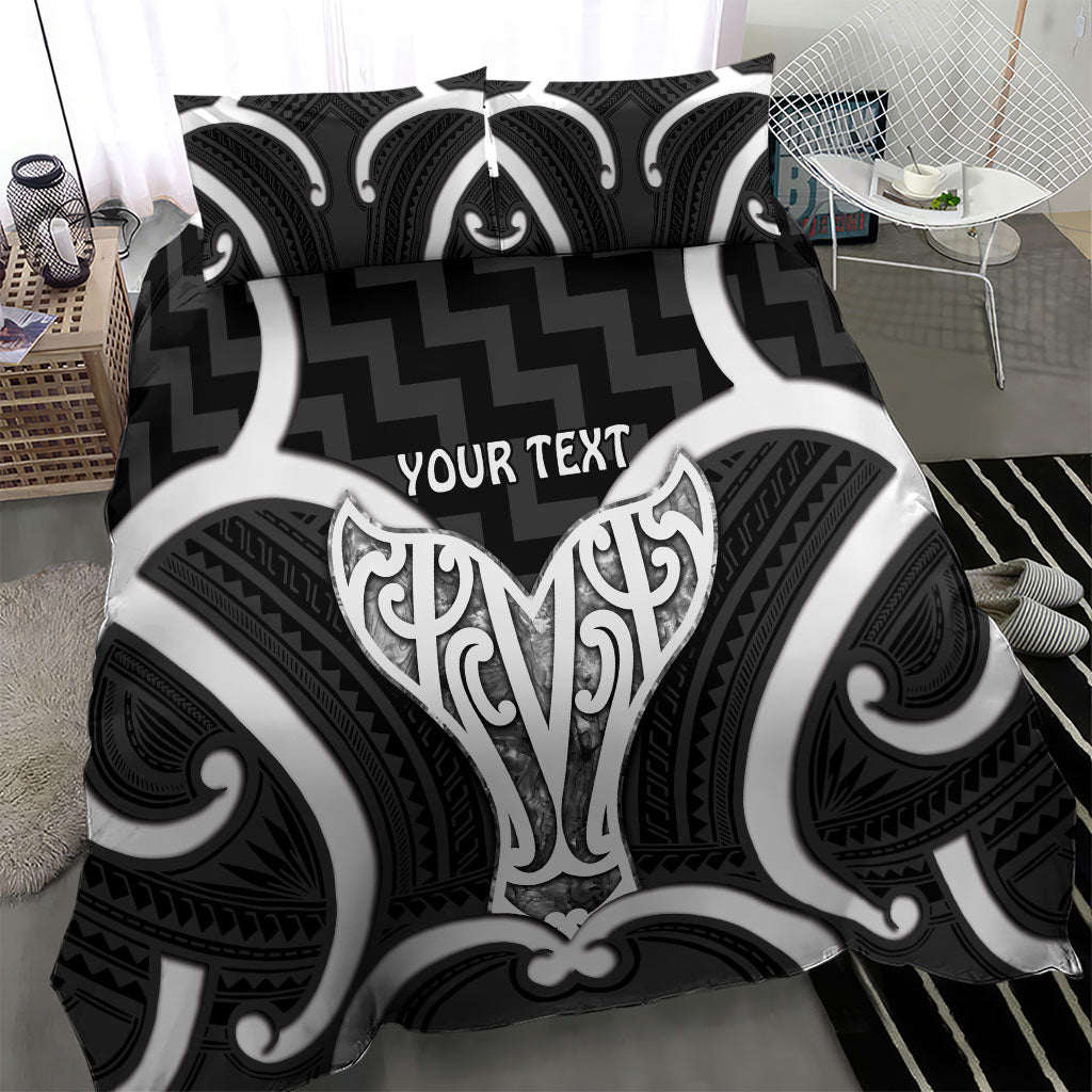 Aotearoa Atua Tangaroa Personalised Bedding Set God Of The Sea Maori Whale Tail Black LT14 - Polynesian Pride