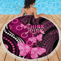 Think Pink Breast Cancer Awareness Beach Blanket Butterfly Aboriginal Mix Polynesian Pattern LT14 - Polynesian Pride