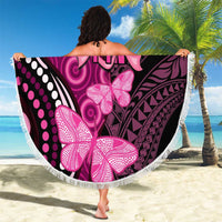 Think Pink Breast Cancer Awareness Beach Blanket Butterfly Aboriginal Mix Polynesian Pattern LT14 - Polynesian Pride