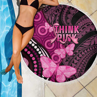 Think Pink Breast Cancer Awareness Beach Blanket Butterfly Aboriginal Mix Polynesian Pattern LT14 - Polynesian Pride