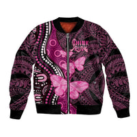 Think Pink Breast Cancer Awareness Bomber Jacket Butterfly Aboriginal Mix Polynesian Pattern LT14 Unisex Pink - Polynesian Pride