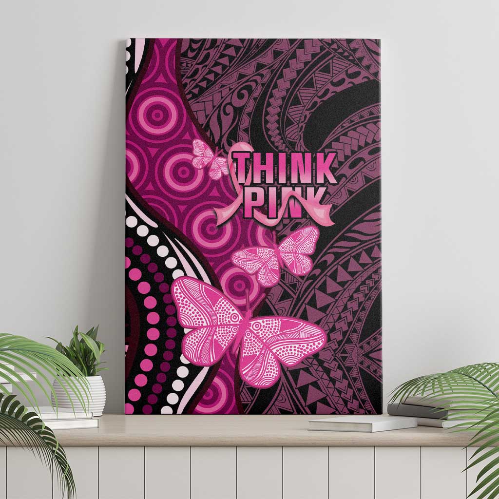 Think Pink Breast Cancer Awareness Canvas Wall Art Butterfly Aboriginal Mix Polynesian Pattern LT14 - Polynesian Pride