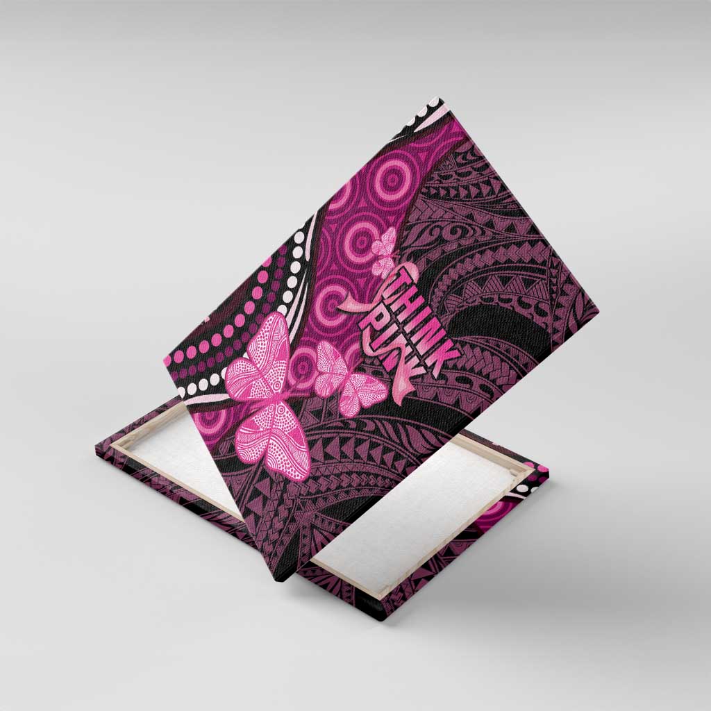 Think Pink Breast Cancer Awareness Canvas Wall Art Butterfly Aboriginal Mix Polynesian Pattern LT14 With Frame Pink - Polynesian Pride