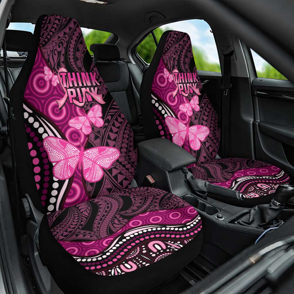 Think Pink Breast Cancer Awareness Car Seat Cover Butterfly Aboriginal Mix Polynesian Pattern LT14 One Size Pink - Polynesian Pride