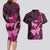 Think Pink Breast Cancer Awareness Couples Matching Long Sleeve Bodycon Dress and Hawaiian Shirt Butterfly Aboriginal Mix Polynesian Pattern