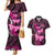 Think Pink Breast Cancer Awareness Couples Matching Mermaid Dress and Hawaiian Shirt Butterfly Aboriginal Mix Polynesian Pattern