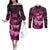 Think Pink Breast Cancer Awareness Couples Matching Off The Shoulder Long Sleeve Dress and Long Sleeve Button Shirt Butterfly Aboriginal Mix Polynesian Pattern