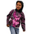 Think Pink Breast Cancer Awareness Kid Hoodie Butterfly Aboriginal Mix Polynesian Pattern