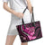 Think Pink Breast Cancer Awareness Leather Tote Bag Butterfly Aboriginal Mix Polynesian Pattern