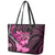 Think Pink Breast Cancer Awareness Leather Tote Bag Butterfly Aboriginal Mix Polynesian Pattern