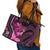 Think Pink Breast Cancer Awareness Leather Tote Bag Butterfly Aboriginal Mix Polynesian Pattern