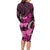 Think Pink Breast Cancer Awareness Long Sleeve Bodycon Dress Butterfly Aboriginal Mix Polynesian Pattern