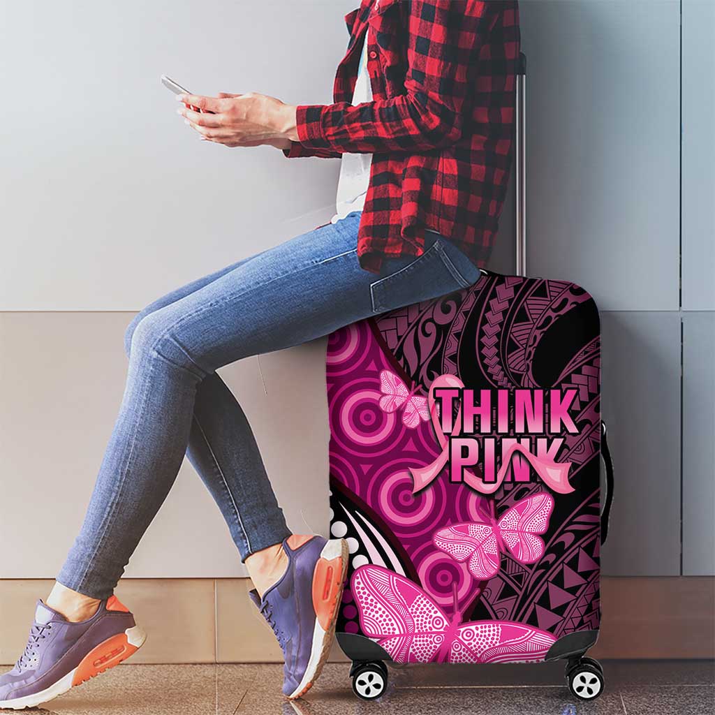 Think Pink Breast Cancer Awareness Luggage Cover Butterfly Aboriginal Mix Polynesian Pattern LT14 - Polynesian Pride