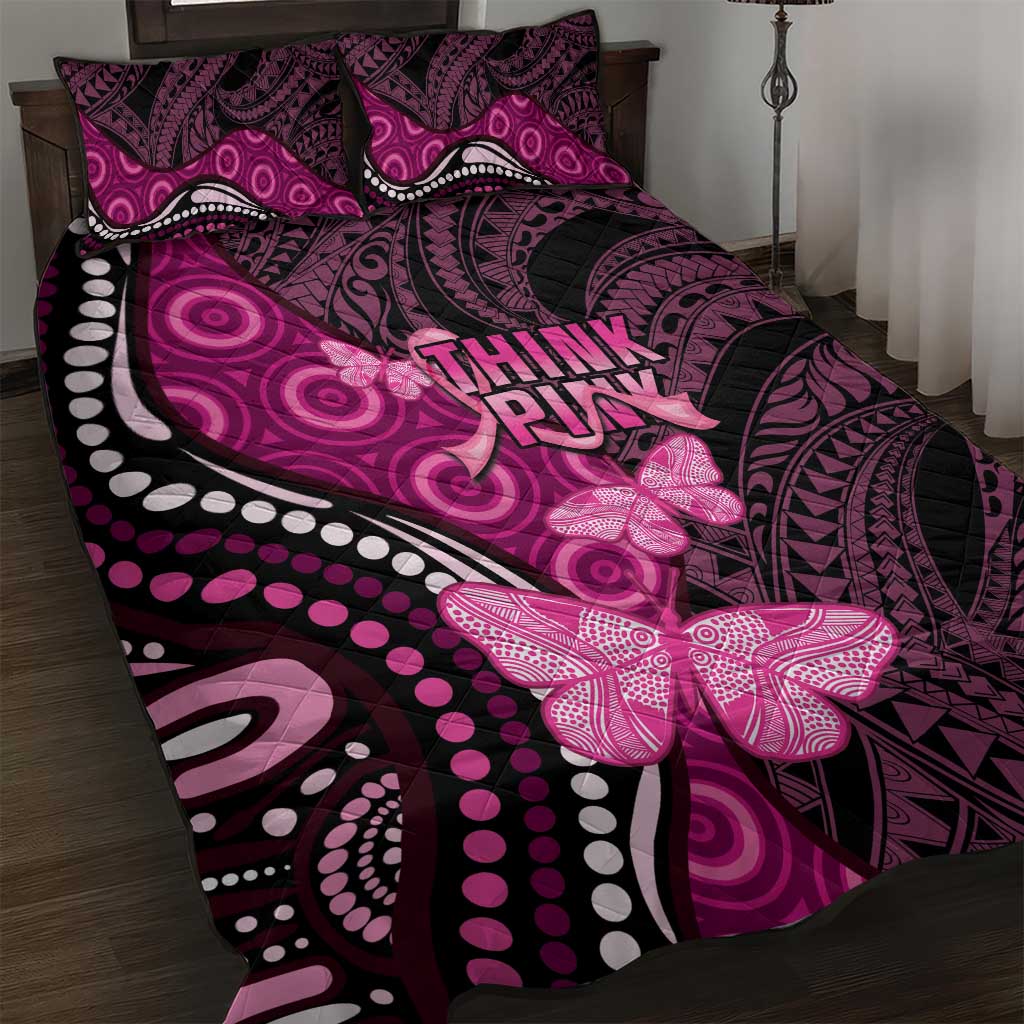 Think Pink Breast Cancer Awareness Quilt Bed Set Butterfly Aboriginal Mix Polynesian Pattern LT14 Pink - Polynesian Pride