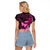 Think Pink Breast Cancer Awareness Raglan Cropped T Shirt Butterfly Aboriginal Mix Polynesian Pattern