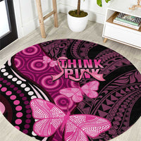 Think Pink Breast Cancer Awareness Round Carpet Butterfly Aboriginal Mix Polynesian Pattern LT14 Pink - Polynesian Pride