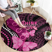 Think Pink Breast Cancer Awareness Round Carpet Butterfly Aboriginal Mix Polynesian Pattern LT14 - Polynesian Pride