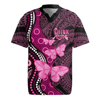 Think Pink Breast Cancer Awareness Rugby Jersey Butterfly Aboriginal Mix Polynesian Pattern LT14 Pink - Polynesian Pride