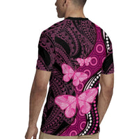 Think Pink Breast Cancer Awareness Rugby Jersey Butterfly Aboriginal Mix Polynesian Pattern LT14 - Polynesian Pride