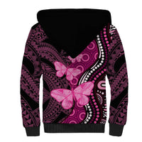 Think Pink Breast Cancer Awareness Sherpa Hoodie Butterfly Aboriginal Mix Polynesian Pattern LT14 - Polynesian Pride
