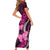 Think Pink Breast Cancer Awareness Short Sleeve Bodycon Dress Butterfly Aboriginal Mix Polynesian Pattern