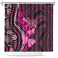 Think Pink Breast Cancer Awareness Shower Curtain Butterfly Aboriginal Mix Polynesian Pattern LT14 Pink - Polynesian Pride