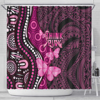 Think Pink Breast Cancer Awareness Shower Curtain Butterfly Aboriginal Mix Polynesian Pattern LT14 - Polynesian Pride
