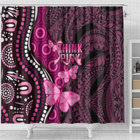 Think Pink Breast Cancer Awareness Shower Curtain Butterfly Aboriginal Mix Polynesian Pattern LT14 - Polynesian Pride