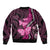 Think Pink Breast Cancer Awareness Sleeve Zip Bomber Jacket Butterfly Aboriginal Mix Polynesian Pattern