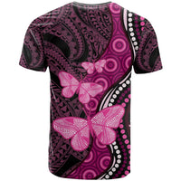 Think Pink Breast Cancer Awareness T Shirt Butterfly Aboriginal Mix Polynesian Pattern LT14 - Polynesian Pride