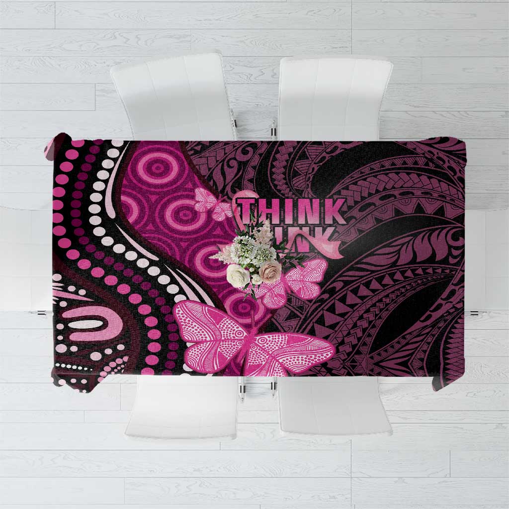 Think Pink Breast Cancer Awareness Tablecloth Butterfly Aboriginal Mix Polynesian Pattern LT14 Pink - Polynesian Pride