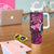 Think Pink Breast Cancer Awareness Tumbler With Handle Butterfly Aboriginal Mix Polynesian Pattern