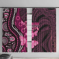 Think Pink Breast Cancer Awareness Window Curtain Butterfly Aboriginal Mix Polynesian Pattern LT14 With Hooks Pink - Polynesian Pride