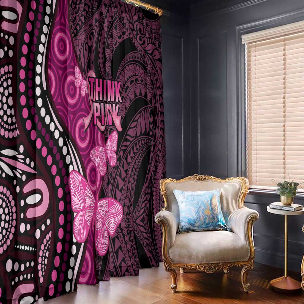 Think Pink Breast Cancer Awareness Window Curtain Butterfly Aboriginal Mix Polynesian Pattern LT14 - Polynesian Pride
