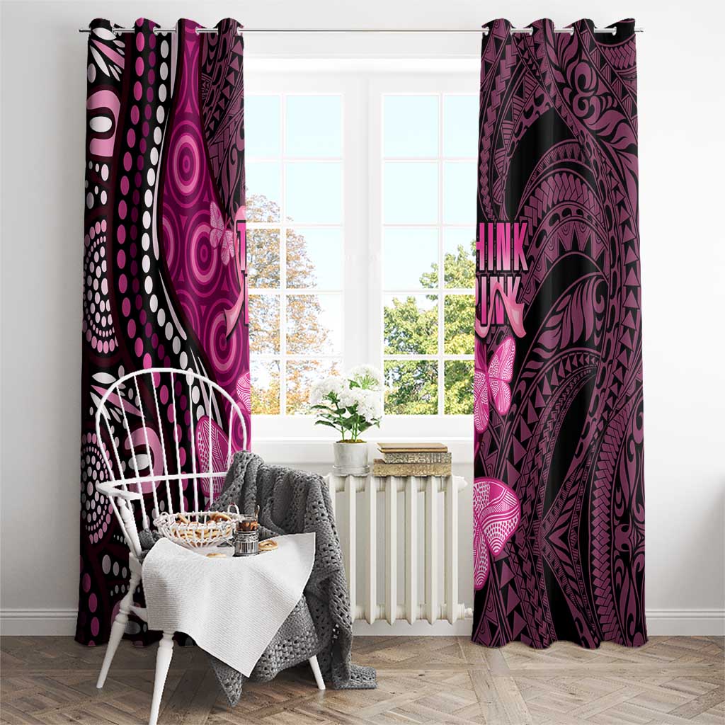 Think Pink Breast Cancer Awareness Window Curtain Butterfly Aboriginal Mix Polynesian Pattern LT14 - Polynesian Pride