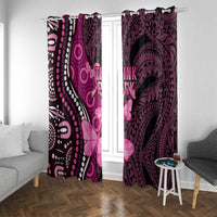 Think Pink Breast Cancer Awareness Window Curtain Butterfly Aboriginal Mix Polynesian Pattern LT14 With Grommets Pink - Polynesian Pride